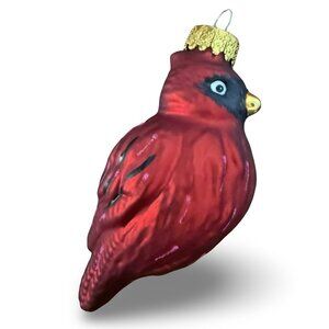 Vintage UT Red Cardinal Christmas Ornament Y2K Blown Glass Hand Painted Bird